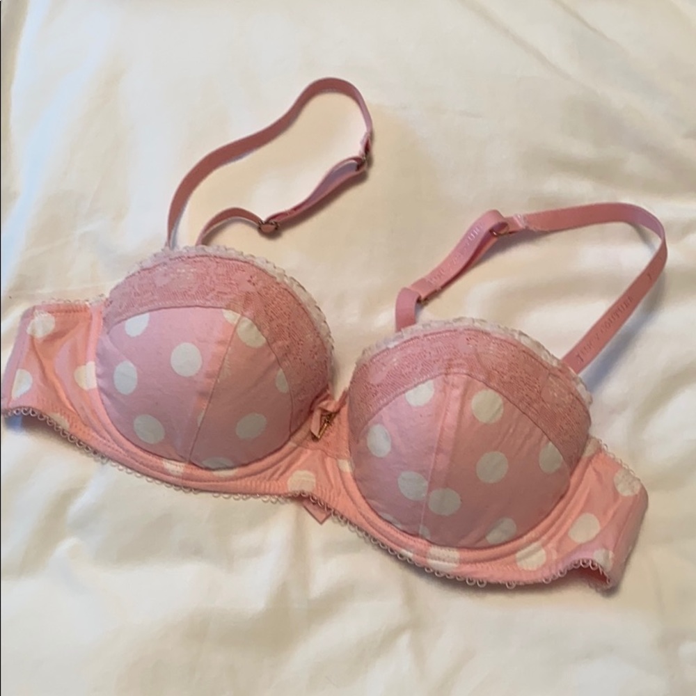 Pink polka dot lightly padded bra